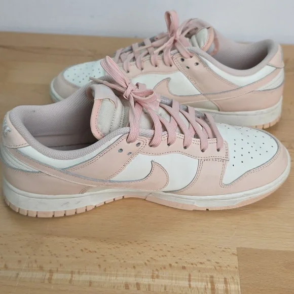 Nike-style Women's Dunk Low Top Sneakers in Light Pink and White Used Size 10 - Picture 6 of 12